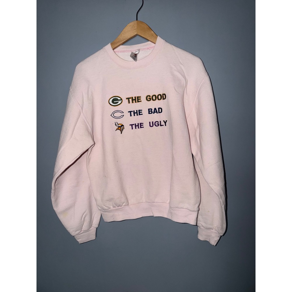 Vintage Jerzees Green Bay Packers The Good The Bad The‎ Ugly Pink Sweatshirt
